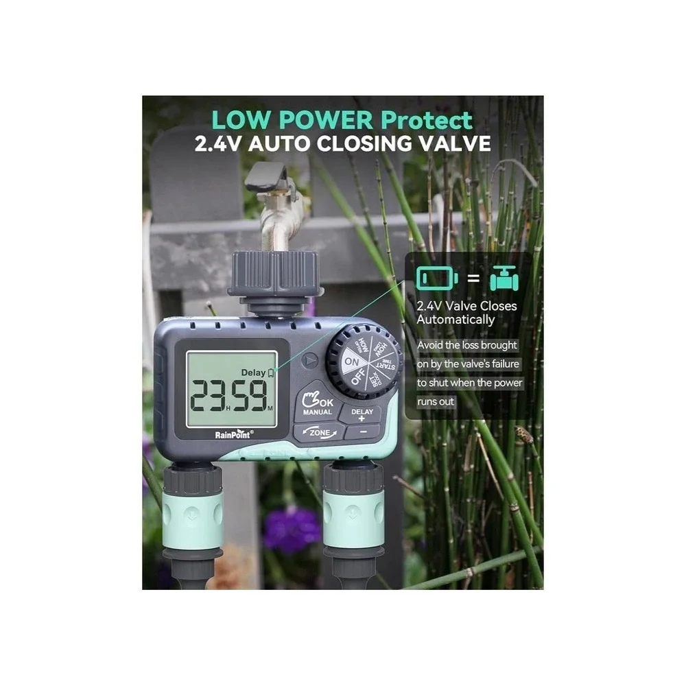 RAINPOINT 3 Zone Sprinkler Timer with Brass Inlet Water Timer for Garden
